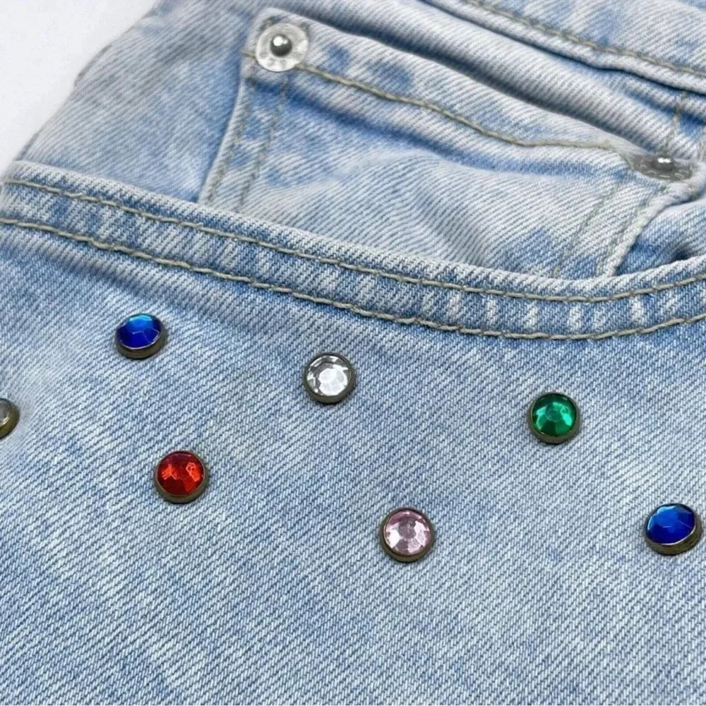 Levi’s Y2K Jewel Studded High Waisted Mom Jeans Light Wash Denim Size 24 - Picture 16 of 16